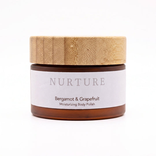 Bergamot Body Polish jar on a white background.