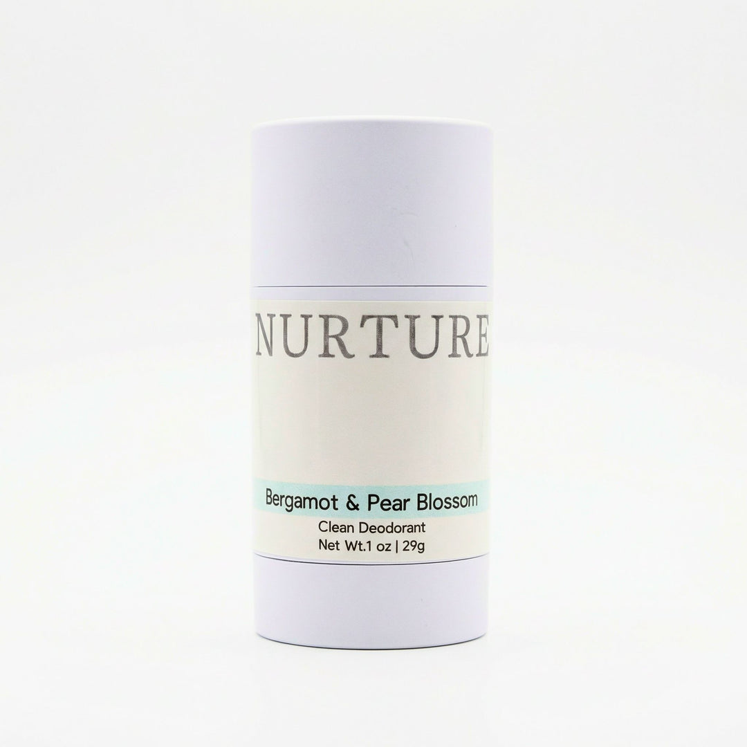 Bergamot & Pear Blossom deo on a white background.