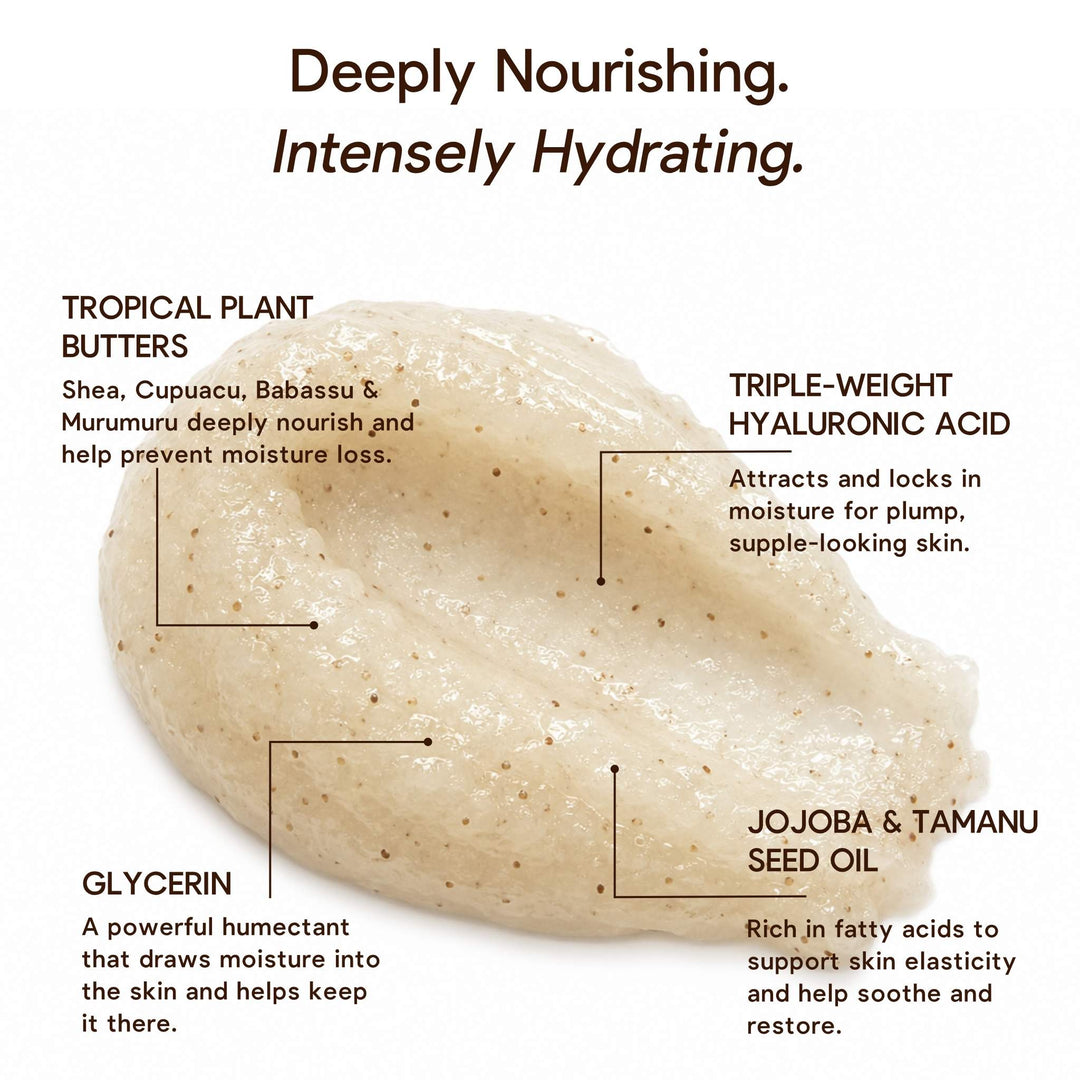 Texture shot of the body polish on a white background