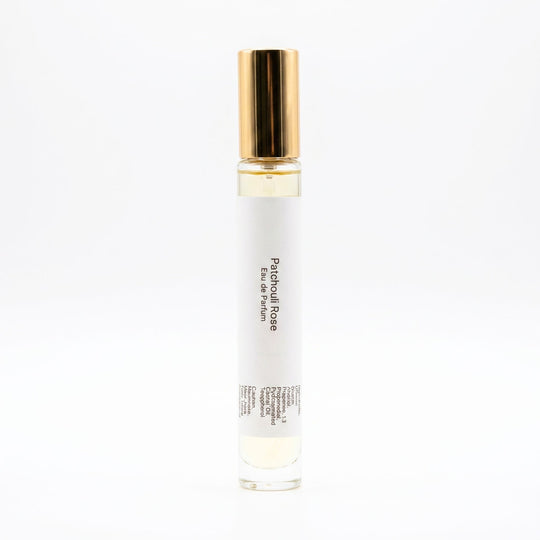 Patchouli Rose perfume atomizer on a white background