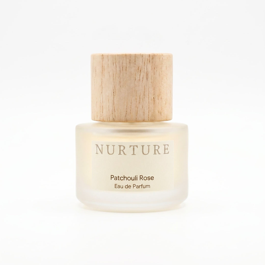 Patchouli Rose perfume on a white background
