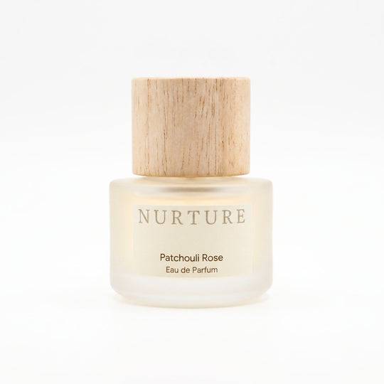 Patchouli Rose perfume on a white background
