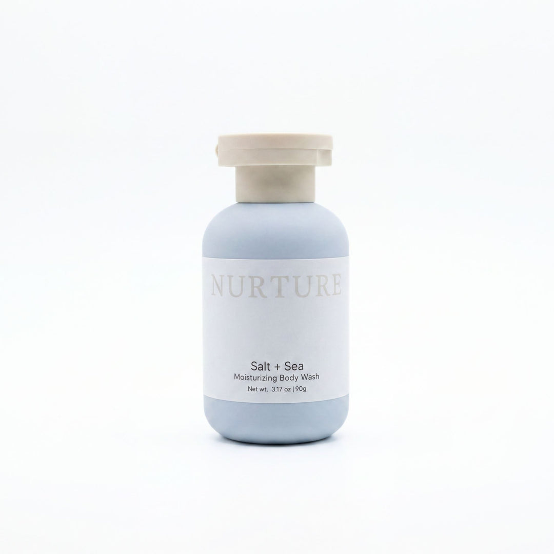 Bottle of Salt + Sea Body Wash on a white background.