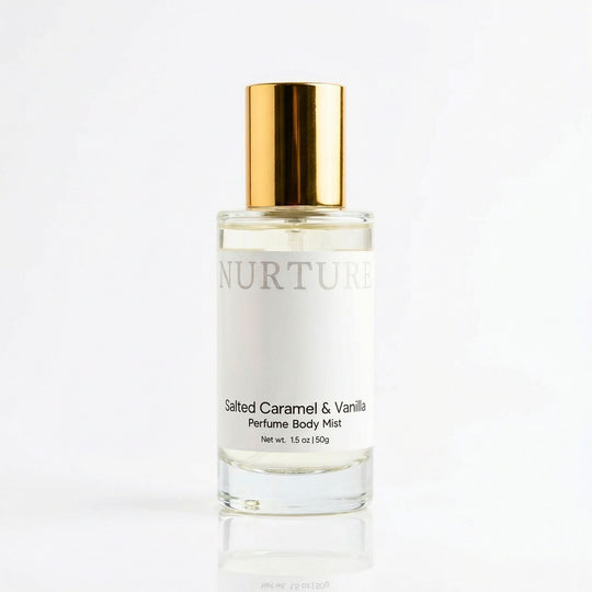 Salted Caramel &amp; Vanilla Perfume Body Mist on a white background.
