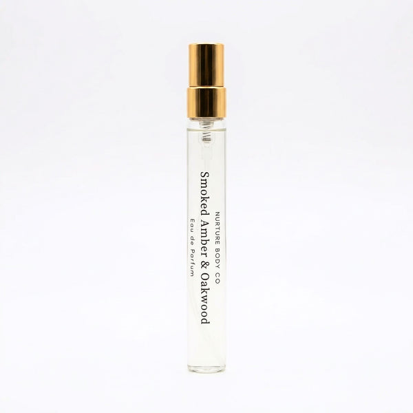 Smoked Amber & Oakwood atomizer on a white background.